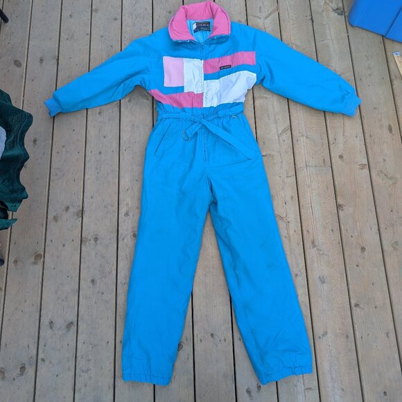 Action II Jumpsuit Women's 12 Blue Colourblock Collared Straight Leg Belted - Picture 1 of 15